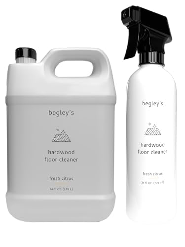 Begley's Hardwood Floor Cleaner Spray - Hard Wood Floor Cleaner for Mopping - Citrus Scent Hardwood Cleaner - 24oz & 64oz Refill Set