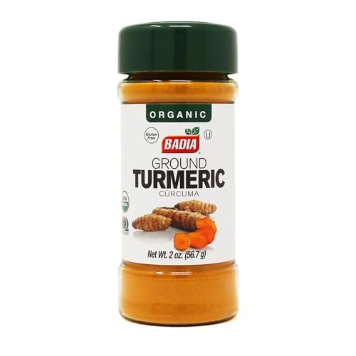 Badia Organic Turmeric Powder, 2 oz - Rich in Curcumin, Perfect for Cooking, Smoothies & Wellness
