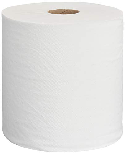 AmazonCommercial 1-Ply White Hardwound Paper Towels, High Capacity Roll, Compatible with Universal Dispensers, FSC Certified, 800 feet per Roll (Pack