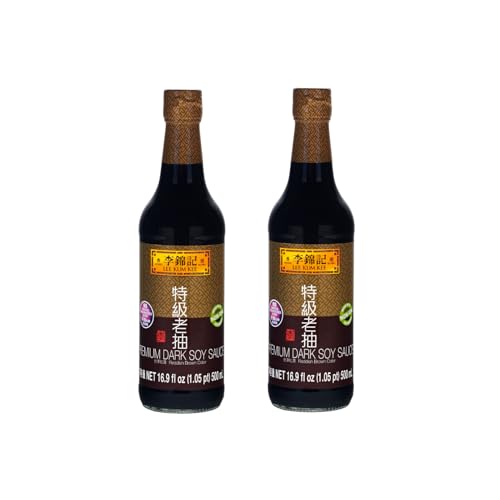 Lee Kum Kee Premium Dark Soy Sauce (16.9 oz - 2 Pack), Full-Bodied Naturally Brewed Soy Sauce, Non GMO Soybeans, Vegan, No MSG, Best for Adding