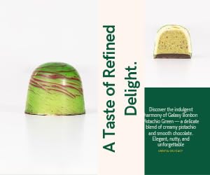 OMNIYA Delicacy Chocolate Galaxy Bonbon (7.5 oz) Crystal Green Crème Pistachio 12 Pcs - Handcrafted Belgian White Chocolate Bonbon Filled