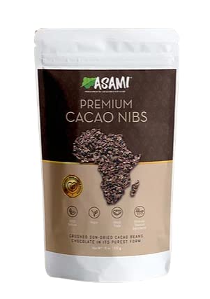 Asami Cacao Nibs | Organic Superfoods, Raw Cacao Nibs | 8 oz. Bag | Raw | Keto | Vegan Non-GMO | Fair Trade | Gluten-Free | For Baking, Smoothies, Healthy Snacks