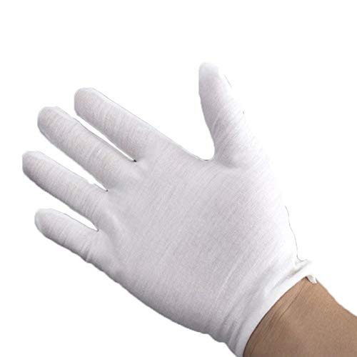 Emivery 12 Pairs Soft White Cotton Gloves Cloth Serving Gloves Jewelry Silver Inspection Gloves for Hands Cosmetic Moisturizing Spa, Jewelry