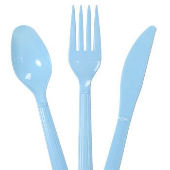 Light Blue Plastic Utensils, 48-ct. Bags