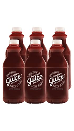 Squeezed Juice 100% Pomegranate Juice, 32 fl oz, 6 Pack Bottles | HPP Pasteurized | Not from Concentrate | Fresh Pressed | California Fruit Juice
