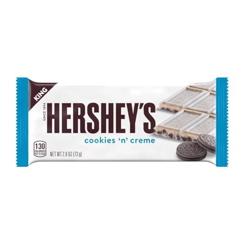 HERSHEY'S COOKIES 'N' CREME King Size Candy, Bulk, Individually Wrapped, 2.6 oz Bars (18 Count)