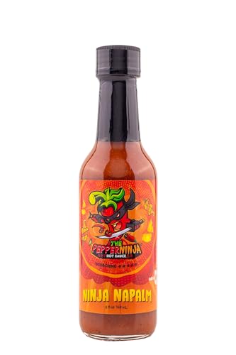 Ninja Napalm By The Pepper Ninja Hot Sauce, Mild Hot Sauce With Flavors Of Scorpion Peppers, Onion & Lime Juice, Made With All Natural Ingredients, 5