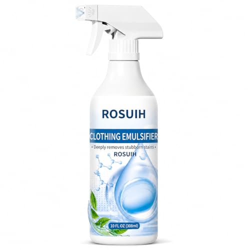 ROSUIH Clothing Emulsifier Stain Remover Spray, 10 Fl Oz Non-Ionic Laundry Pre-Wash Treatment for Oil, Food, Sweat & Collar Stains, Gentle Fabric Spot