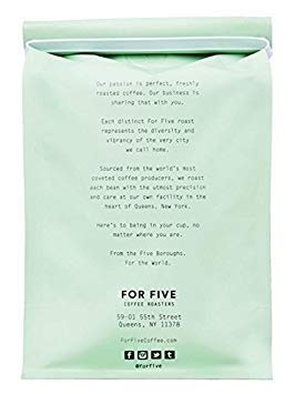 For Five Coffee Roasters - Roasted In NYC - Colombian Nariño Light Roast (Origin: Dept. of Narino, Columbia), Whole Bean 12 oz