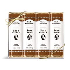 See's Candies Dark Chocolate Candy Bars (Pack of 4 Individually Wrapped)