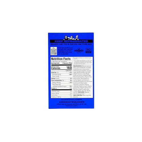 Mid-Day Squares Snack Bar, Chocolate Crunchy Peanut Bar, 4 Pack