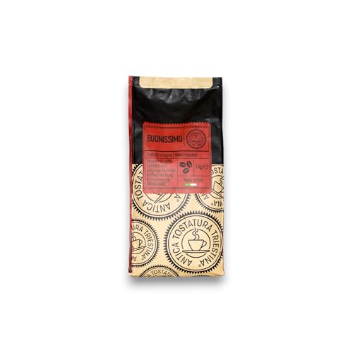 Italian Coffee Beans, Whole Bean Espresso Blend, Medium Roast, 2.2 lb (1 kg) - Wood-Roasted Buonissimo, Antica Tostatura Triestina