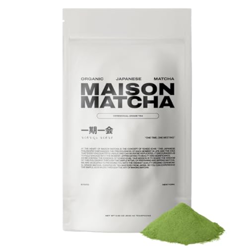 MAISON MATCHA Organic Ceremonial Grade Matcha Green Tea Powder - Authentic Japanese First Harvest, Sugar Free, For Traditional Tea & Everyday Matcha