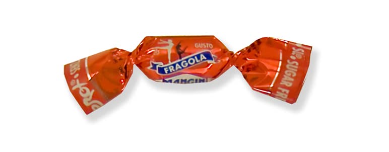 Mangini, Strawberry Natural Sugar Free Candy With Stevia (Fragola Zero+) (2.200 Lbs)