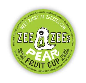 Zee Zees Diced Pear Fruit Cup, in 100% Juice, No Sugar Added, Gluten Free, 4 oz Cups, 24 pack