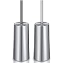 Toilet Brush and Holder, 2 Pack Toilet Brush Stainless Steel, Toilet Bowl Brush for Bathroom Toilet-Ergonomic, Elegant,Durable (Silver)