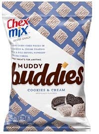 Chex Mix Muddy Buddies, Peanut Butter & Chocolate, Brownie Supreme, and Cookies & Cream, One 4.25oz Bag of Each Flavor with Make Your Day Bag Clip