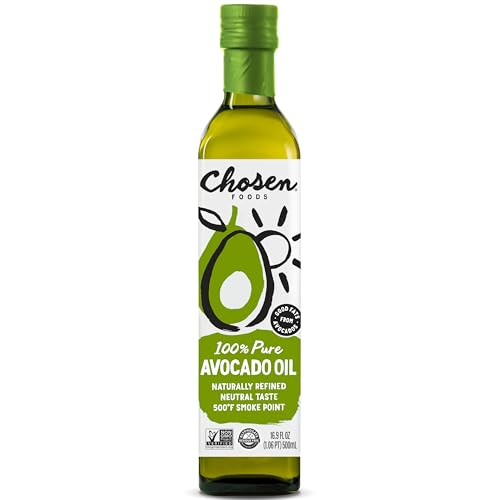 Chosen Foods Avocado Oil, 16.9 Fl Oz - All Purpose Cooking Oil made from 100% Pure Avocados - Non-GMO, Gluten-Free, Keto Friendly, Glyphosate Free - 500mL (Pack Of 1)