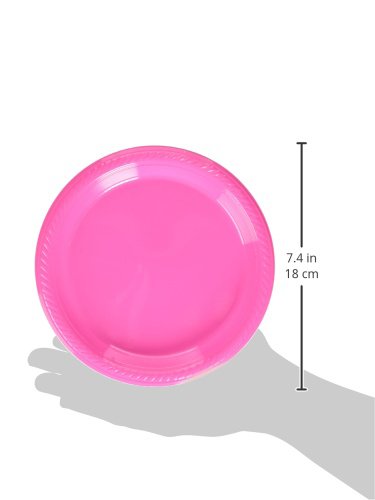 Bright Pink Round Disposable Plastic Plates - 7" (Pack Of 50) - Sturdy Dinnerware For Parties, Events & Everyday Use