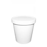 Disposable White Paper Soup Containers with Lids - Paper Ice Cream Cups - Disposable Dessert Bowls, Frozen Yogurt Cups - Food Storage Containers
