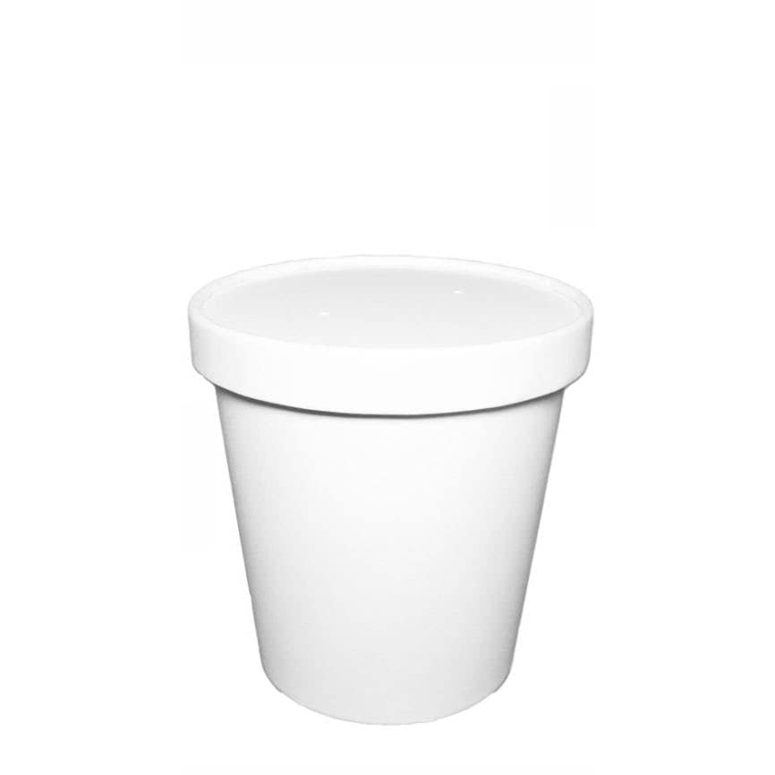 Disposable White Paper Soup Containers with Lids - Paper Ice Cream Cups - Disposable Dessert Bowls, Frozen Yogurt Cups - Food Storage Containers