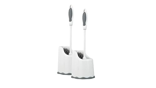 Superio Toilet Bowl Brush and Holder with Under Rim Cleaner for Bathroom, Toilet Brush and Caddy with Non Scratch Bristles and Under Rim Lip Brush