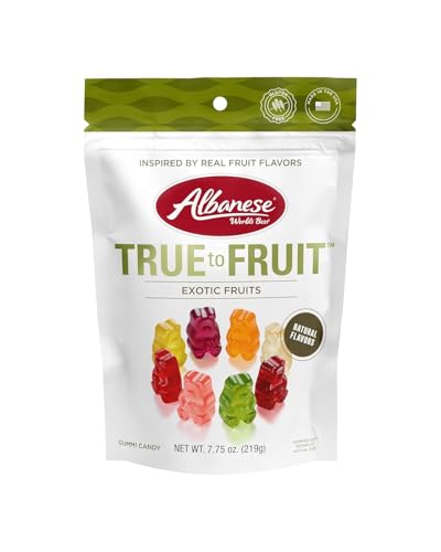 Albanese World's Best True to Fruit - Exotic Fruits Gummies, 7.75oz Bag of Candy, Individually Wrapped Soft & Chewy Candy Snacks