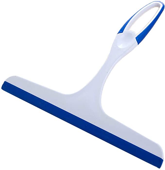 2 Pcs Window Squeegees with No-Slip Handle, Glass Wiper for Kitchen Home Car Bathroom Mirror Shower (2*Blue)