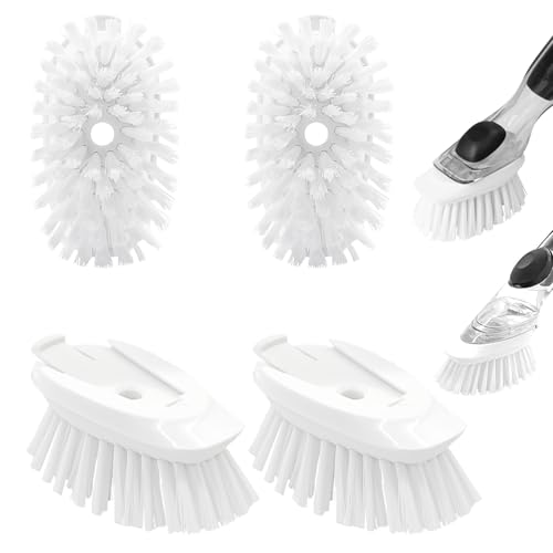 Dish Brush Refill, 4 Pack Dish Brush Replacement Head for OXO Dish Brush, Brush Dispenser Refill Fits Soap Dispensing Handle
