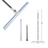 Floor Squeegee 20 inch Silicone Long Handle of 65" for Window Cleaning Shower Squeegee Scrubber Combi with Pole Extendable Telescopic Adjustable