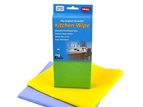 Flinka Kitchen Wipes 2 Count Pack - Large (16 in. x 15 in.) Reusable Cleaning Cloth - Washable Paper Towels - Eco Friendly Viscose Cloths - Assorted