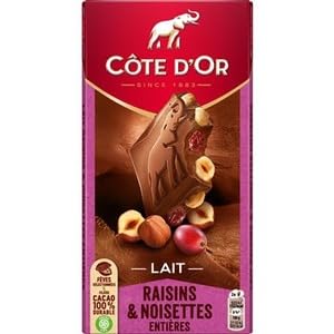Cote D’Or Chocolat Au Lait Raisins et Noisettes 180g (Cote D’Or Milk Chocolate, Raisins And Hazelnuts 180g)