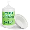 Staples Perk Eco 12 Oz Compostable Paper Bowls, 125 Count Bulk Disposable Bowls for Soups, Snacks and Everyday Meals, White