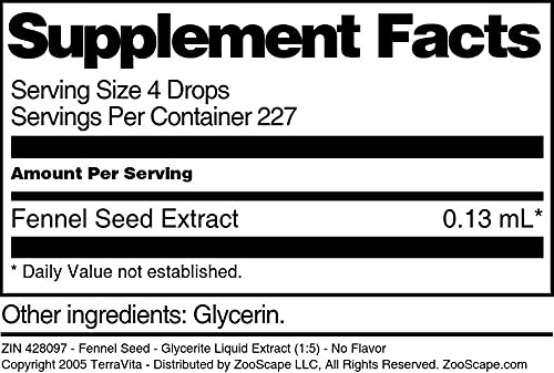 Fennel Seed - Glycerite Liquid Extract (1:5) - No Flavor (1 fl oz, ZIN: 428097) - 2 Pack