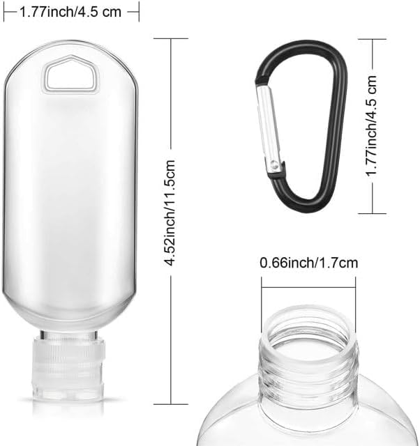 Weicoca 3Pcs Transparent Portable Hot Sauce Keychain Bottles, Refillable Travel Size Hot Sauce Keychain, 2oz/50ml Transparent Portable Bottles, Suit