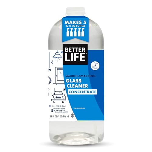 BETTER LIFE Glass Cleaner Concentrate - Streak-Free Window Cleaner for Home, Kitchen, Bathroom, Shower, Car - Works on Glass, Windows, Mirrors, Light