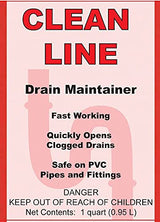 DETCO-Clean LINE Drain Cleaner and Unblocker - Industrial Strength, Fast-Acting Liquid Formula, Unclogs Pipes and Drains Quickly, 32 Ounce Bottle