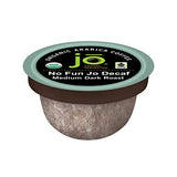 No Fun Jo Decaf: 12 Organic Compostable Pods for Keurig K-Cup Compatible Brewers, Swiss Water Process Eco-Friendly Single Serve Coffee Medium/Dark