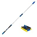 Unger Professional Lock-On Wood & Composite Deck Brush with EZ Extend Pro Telescopic Pole for Outdoor Decks with Durable Dual-Bristle, Swivel Deck