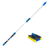 Unger Professional Lock-On Wood & Composite Deck Brush with EZ Extend Pro Telescopic Pole for Outdoor Decks with Durable Dual-Bristle, Swivel Deck