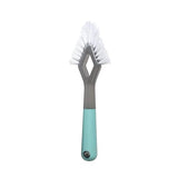 Casabella Smart Scrub Heavy-Duty Tile and Grout Brush for Tile Joints, Grout Cleaner Brush with Nonslip Handle, Gray/Aqua