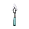 Casabella Smart Scrub Heavy-Duty Tile and Grout Brush for Tile Joints, Grout Cleaner Brush with Nonslip Handle, Gray/Aqua