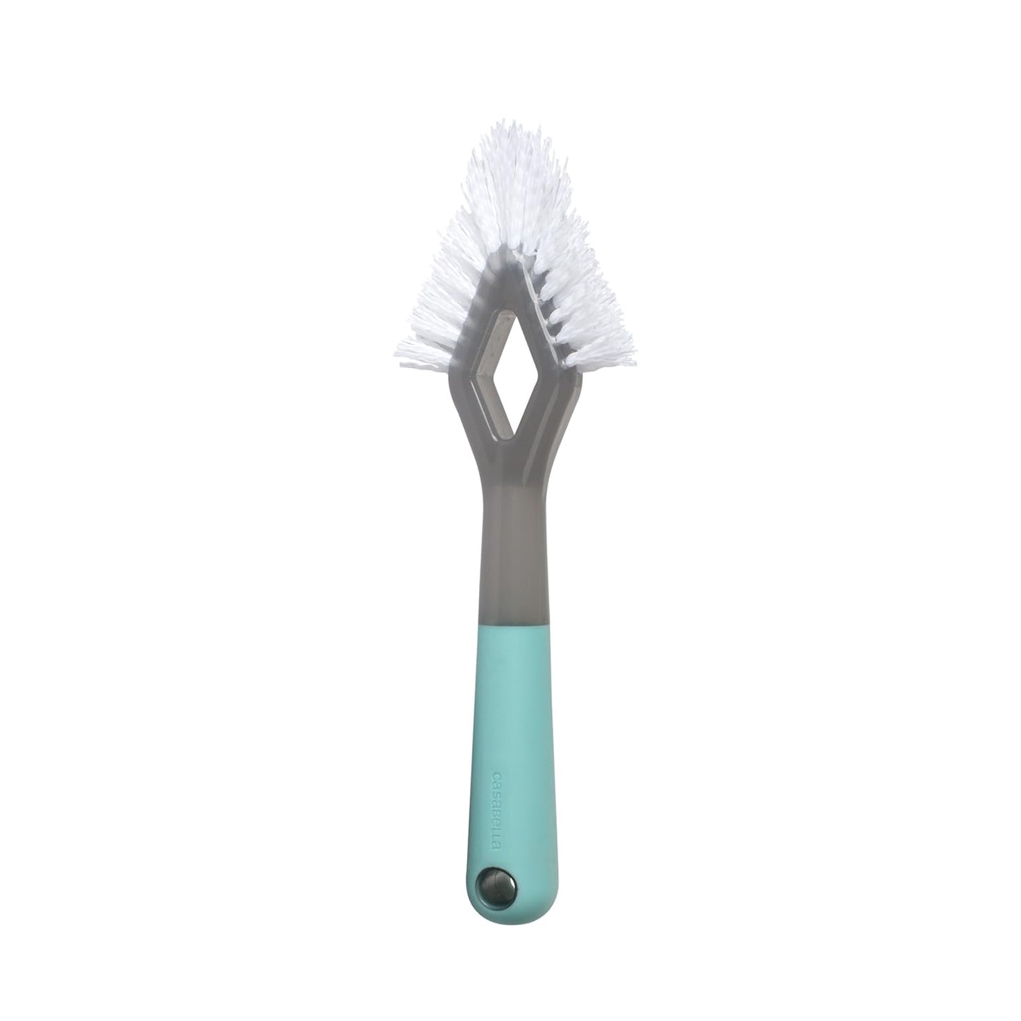 Casabella Smart Scrub Heavy-Duty Tile and Grout Brush for Tile Joints, Grout Cleaner Brush with Nonslip Handle, Gray/Aqua