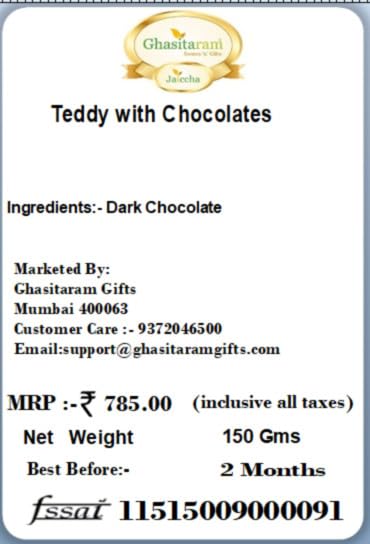Valentine Gifts - Valentine Chocolates Ghasitaram Gifts - Teddy with Chocolates