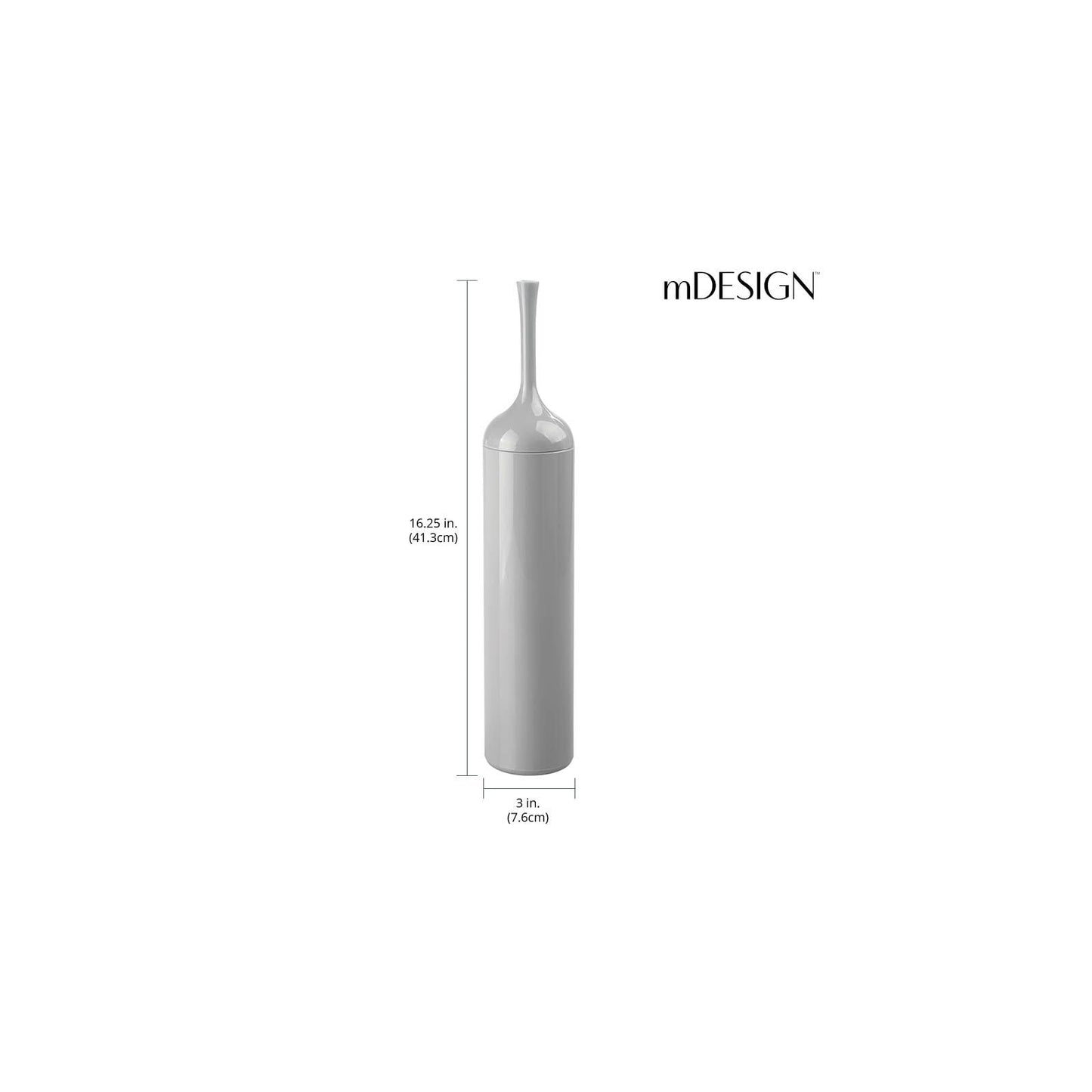 mDesign Extra Slim Compact Plastic Freestanding Toilet Bowl Brush and Holder for Bathroom Storage and Organization - Sturdy, Deep Cleaning, Covered