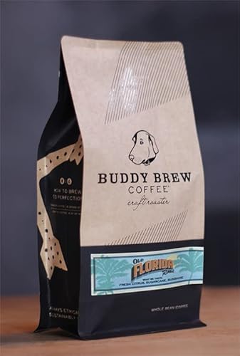 Buddy Brew Coffee, Medium Roast Whole Bean - Old Florida Roast - 5lb Bag - a blend of citrusy Colombia and a sweet and balanced Brazil - ships within