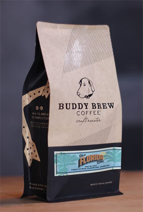 Buddy Brew Coffee, Medium Roast Whole Bean - Old Florida Roast - 5lb Bag - a blend of citrusy Colombia and a sweet and balanced Brazil - ships within