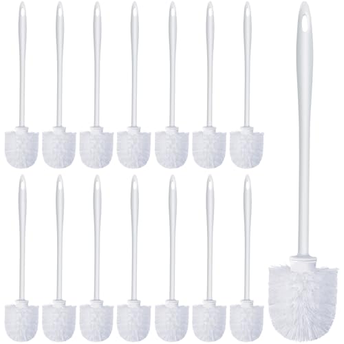 Gabotrie 15 Pcs Toilet Brushes, 14.2 Inch Toilet Bowl Brush, Long Plastic Handled Cleaning Scrubber, Heavy Duty Toilets Scrubber Brush for Home