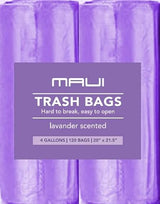 Maui Small Trash Bags (120 count), 4 Gallons Lavender Scented Strong Trash Bags. for Office, Bathrooms, Bedroom, Home and Kitchen. Easily fit 4 Gallon