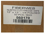 Nubtex Finesse Wipe Folded 1/4" 12"x13" Wipes Box of 1000